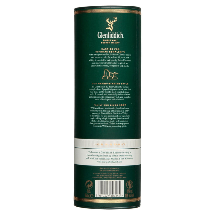 Glenfiddich 12 Year Old Single Malt Scotch Whisky 70cl